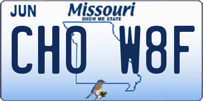 MO license plate CH0W8F