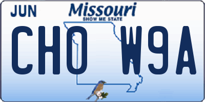 MO license plate CH0W9A