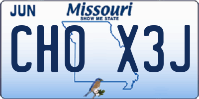 MO license plate CH0X3J