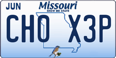 MO license plate CH0X3P