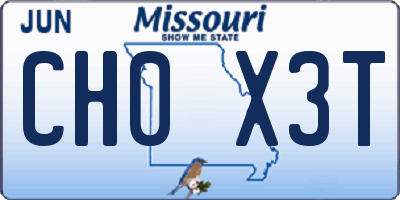 MO license plate CH0X3T