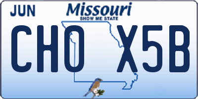 MO license plate CH0X5B