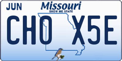 MO license plate CH0X5E