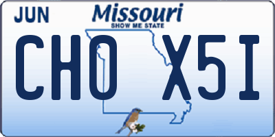 MO license plate CH0X5I