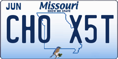MO license plate CH0X5T