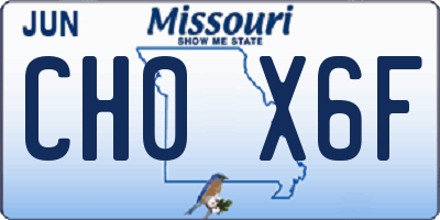 MO license plate CH0X6F