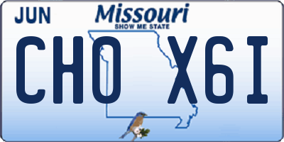 MO license plate CH0X6I