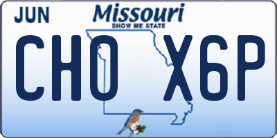 MO license plate CH0X6P
