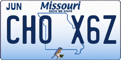 MO license plate CH0X6Z