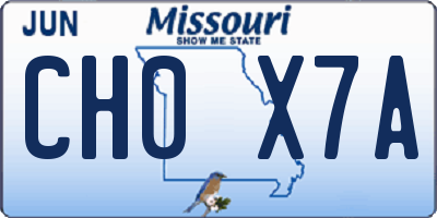 MO license plate CH0X7A
