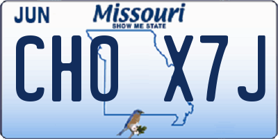 MO license plate CH0X7J
