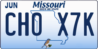 MO license plate CH0X7K