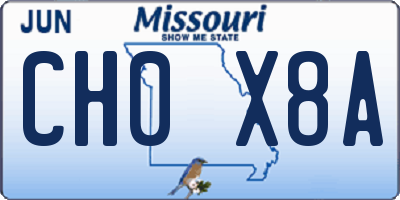 MO license plate CH0X8A