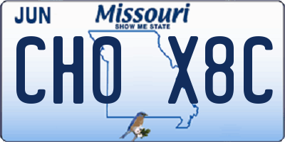 MO license plate CH0X8C