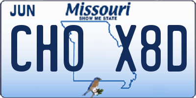 MO license plate CH0X8D
