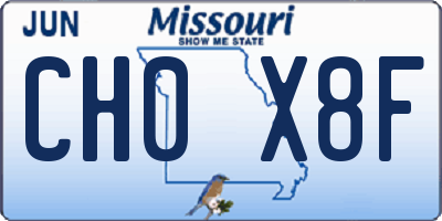 MO license plate CH0X8F