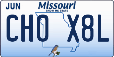 MO license plate CH0X8L