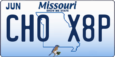 MO license plate CH0X8P