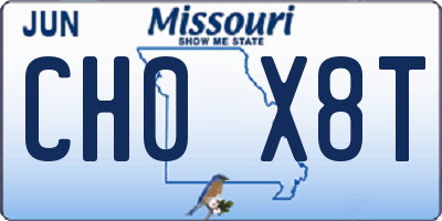 MO license plate CH0X8T