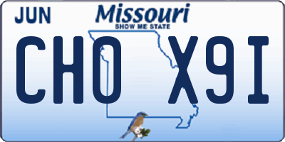 MO license plate CH0X9I
