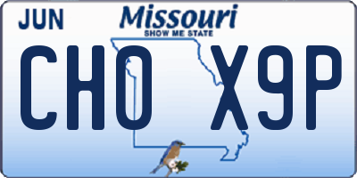 MO license plate CH0X9P