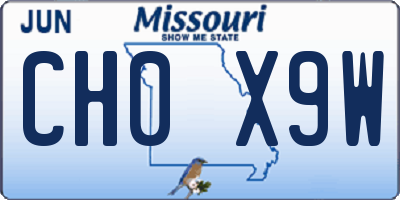 MO license plate CH0X9W