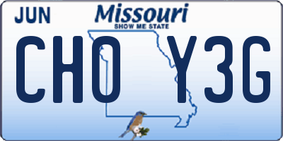 MO license plate CH0Y3G