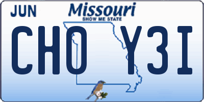 MO license plate CH0Y3I