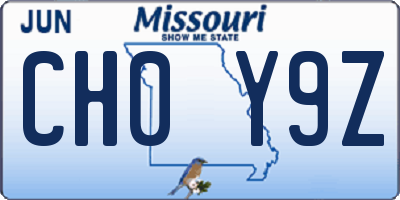 MO license plate CH0Y9Z
