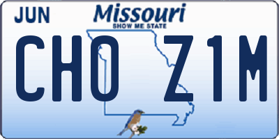 MO license plate CH0Z1M