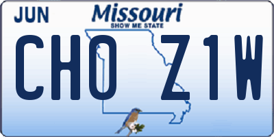 MO license plate CH0Z1W