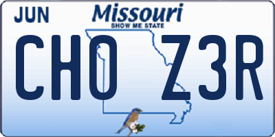 MO license plate CH0Z3R