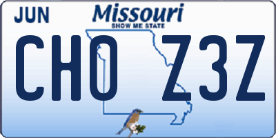 MO license plate CH0Z3Z