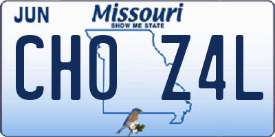 MO license plate CH0Z4L