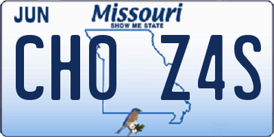 MO license plate CH0Z4S