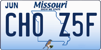 MO license plate CH0Z5F