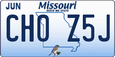 MO license plate CH0Z5J