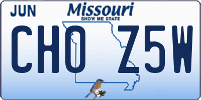 MO license plate CH0Z5W