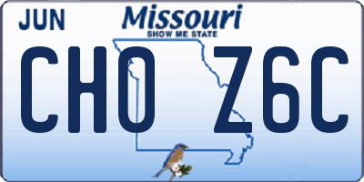 MO license plate CH0Z6C