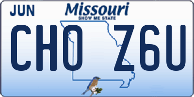 MO license plate CH0Z6U