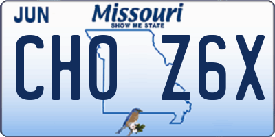 MO license plate CH0Z6X