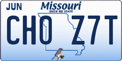 MO license plate CH0Z7T