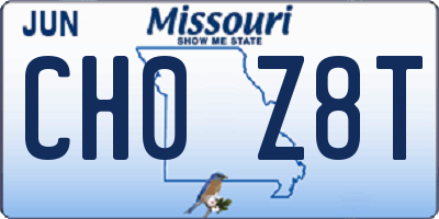 MO license plate CH0Z8T