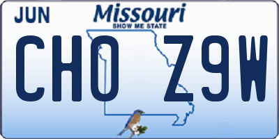 MO license plate CH0Z9W