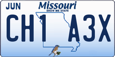 MO license plate CH1A3X