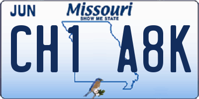 MO license plate CH1A8K
