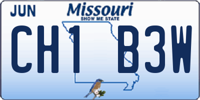MO license plate CH1B3W