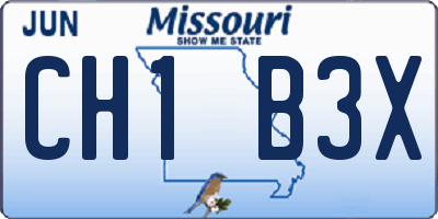 MO license plate CH1B3X