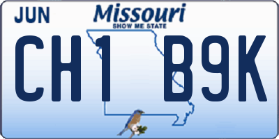 MO license plate CH1B9K