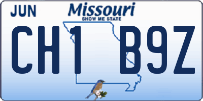 MO license plate CH1B9Z